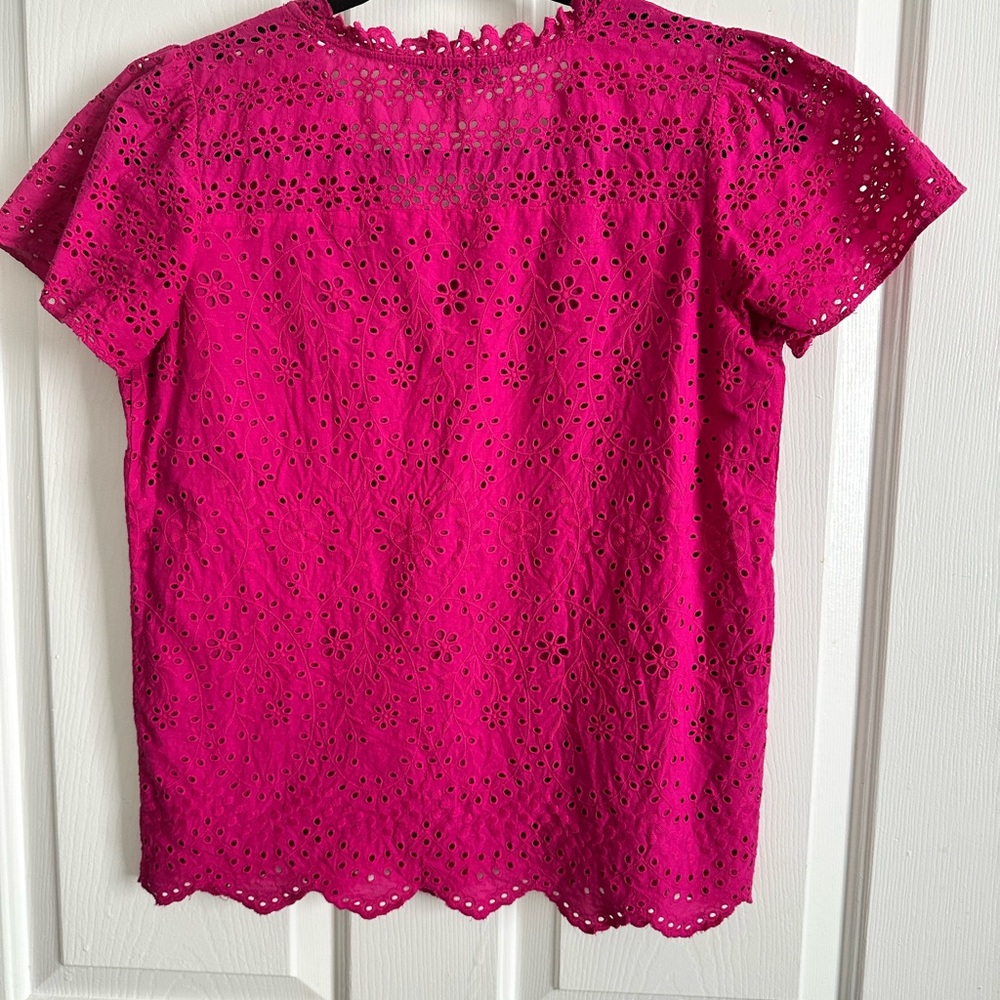 LOFT Fuchsia Eyelet Blouse - Picture 2 of 3